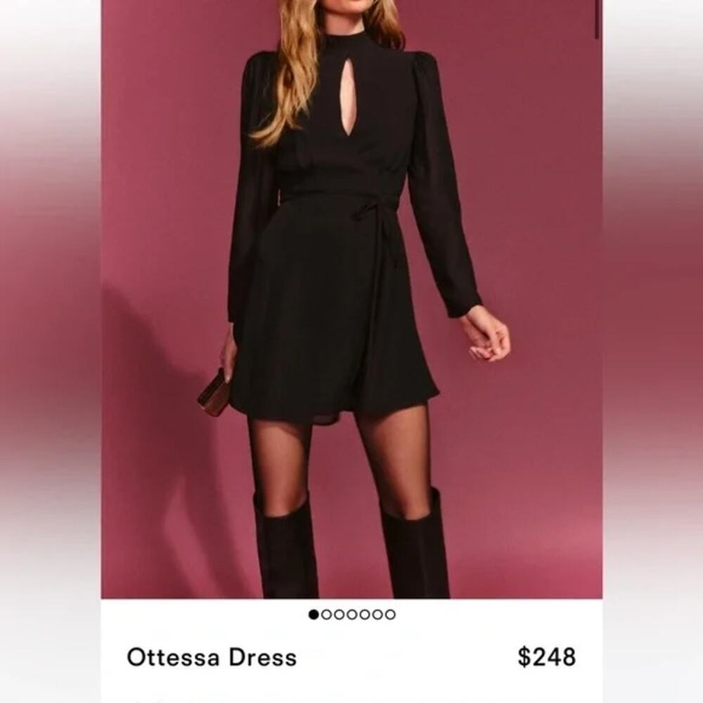 Reformation Black Ottessa Mini Dress